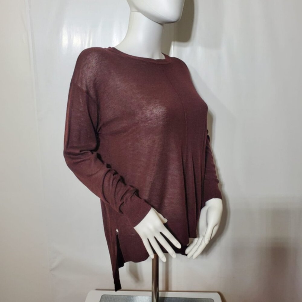 H&M Women Sweater XS Burgundy Lightweight Crewneck Soft Flowy Casual Top - Picture 5 of 6